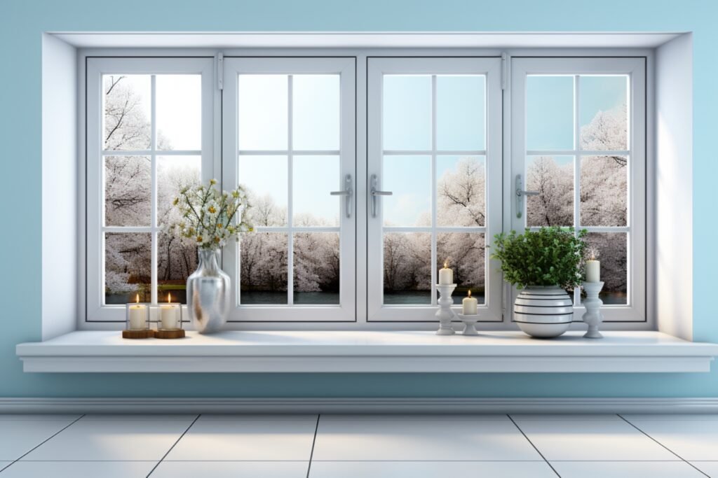 Hausys Upvc Windows on white background. A high quality image making by generative ai.